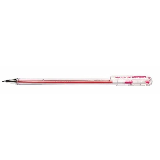 Guľôčkové pero, 0,35 mm, s vrchnákom, PENTEL "Superb BK77", ružové