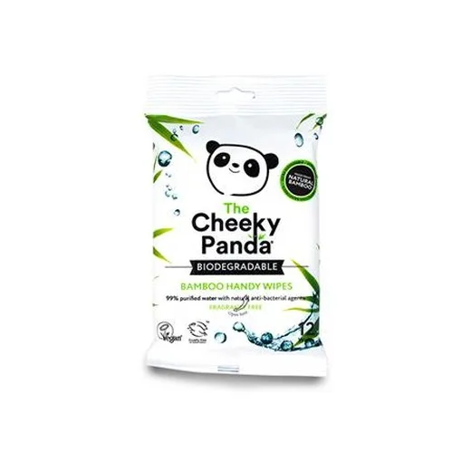 Vlhčené utierky na ruky, bambusové, 12 listov, CHEEKY PANDA, bez vône