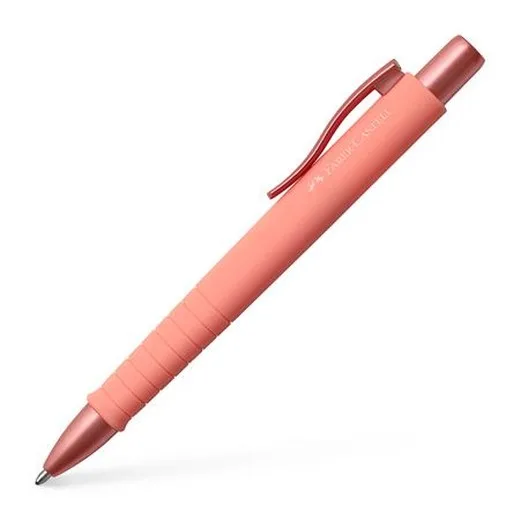 Guľôčkové pero, 0,7 mm, stláčací mechanizmus, koralové telo pera, FABER-CASTELL "Poly Ball Urban", modré