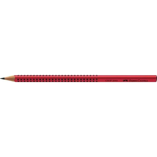 Grafitová ceruzka, B, trojhranný tvar, FABER-CASTELL "Grip 2001", červená