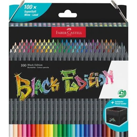Farebné ceruzky, sada, trojhranné, FABER-CASTELL "Black Edition", 100 rôznych farieb