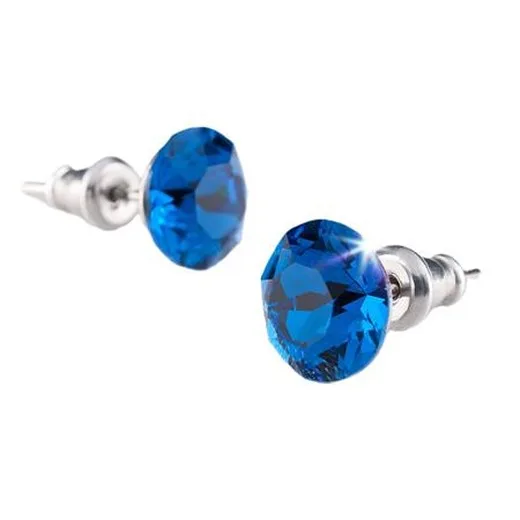 Náušnice, s "Capri" modrým SWAROVSKI® krištáľom, 7 mm, ART CRYSTELLA®
