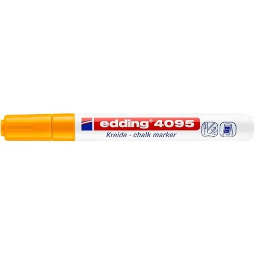 Kriedový popisovač, 2-3 mm, kuželový hrot, EDDING "4095", neónovo oranžový