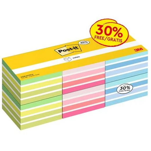 Samolepiaci bloček, 76x76 mm, 6x450 listov, 3M POSTIT, mix farieb