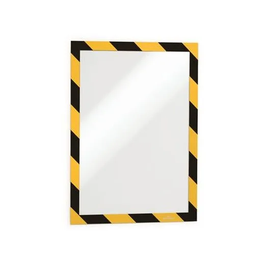 Informačný panel, A4, samolepiaca zadná strana, DURABLE "DURAFRAME SECURITY", žltý-čierny