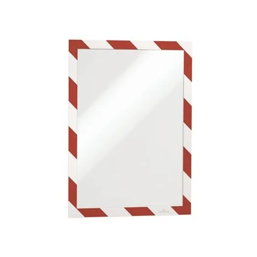 Informačný panel, A4, samolepiaca zadná strana, DURABLE "DURAFRAME SECURITY", červený-biely