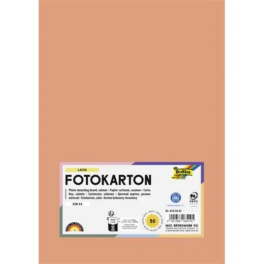Dekoračný kartón, 2 stranný, A4, 300 g, 50 listov, FOLIA, lososový