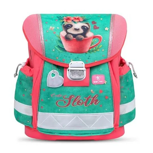 Školská taška, BELMIL "Classy Cute sloth", zelená-ružová