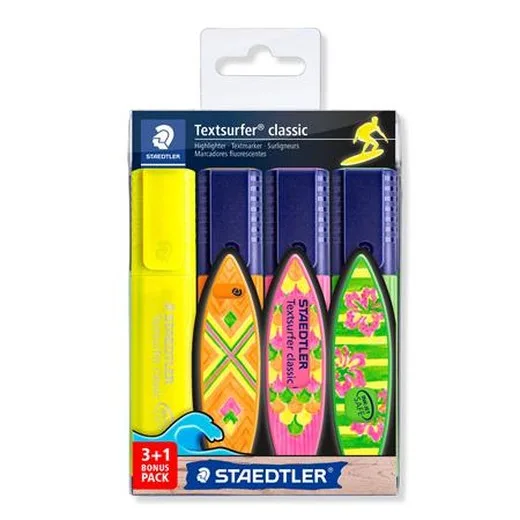 Zvýrazňovač, sada, 1-5 mm, STAEDTLER "Textsurfer® Classic 364", 3+1 farba
