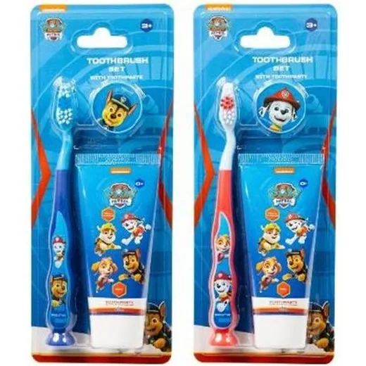 Zubná pasta a zubná kefka, sada, pre deti, 3+,  "Paw Patrol", mix farieb