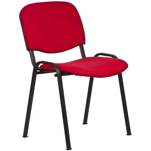 Konferenčná stolička, čalúnená, čierna kovová konštrukcia, "Felicia", červená