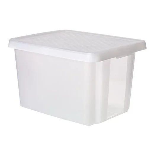 Odkladací box, s vekom, 45 l, priehľadný, CURVER "Essentials"