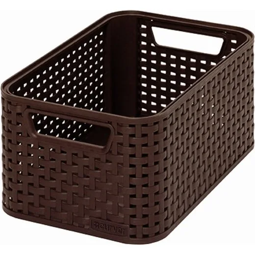 Odkladací box, s efektom rattanu, 7l, tmavohnedá, CURVER "Style S"