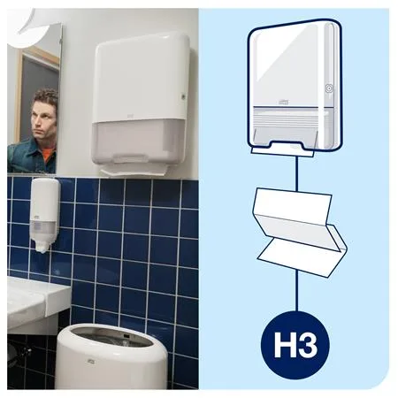 Zásobník na papierové utierky, H3 systém, Elevation, TORK "Singlefold", biela 2