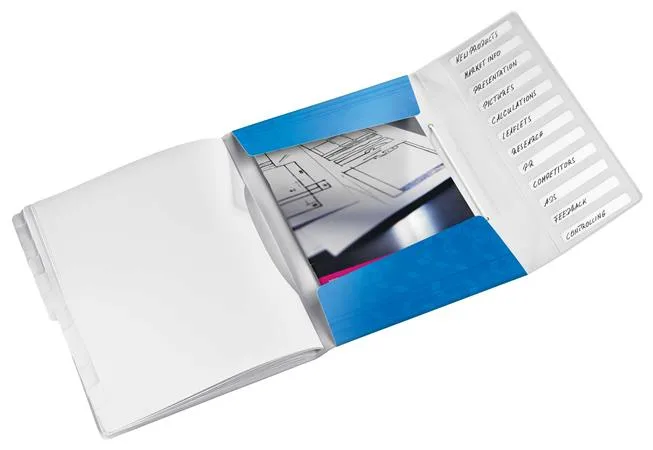 Organizér, A4, 12 dielny, plastový, LEITZ "Wow", modrý 2
