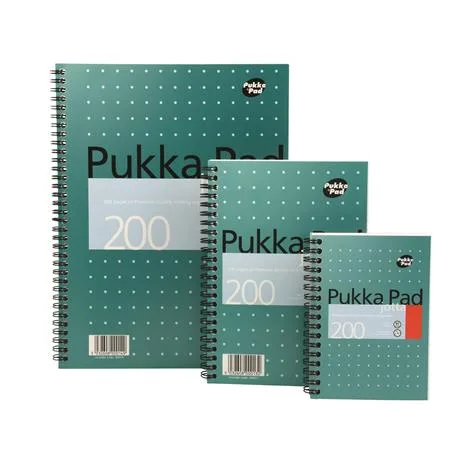 Špirálový zošit, A5, štvorčekový, 100 strán, PUKKA PAD, "Metallic Jotta" 3