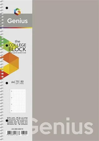 Špirálový zošit, linajkový, A4, 80 listov, PP obal, SHKOLYARYK "Genius", mix 4