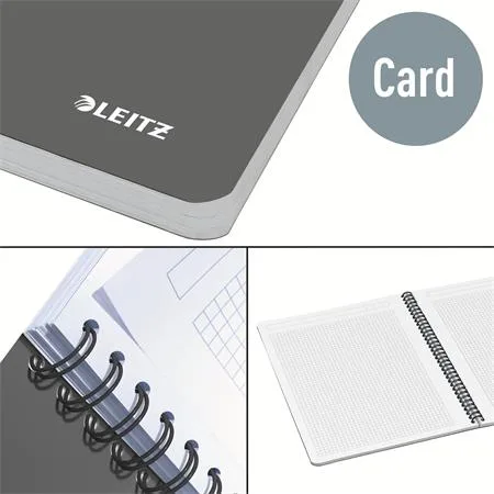 Blok, A5, štvorčekový, 90 listov, laminovaná kartónová obálka, LEITZ "Office", sivá-zelená 3