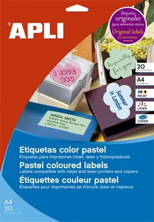 Etikety, 70x37 mm, farebné, APLI, pastelovo modré, 480 etikiet/bal 2
