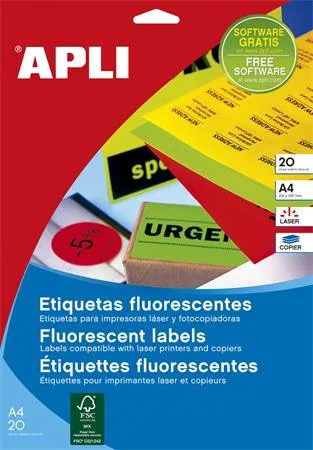 Etikety, 64x33,9 mm, farebné, zaoblené rohy, APLI, neónové zelené, 480 etikiet/bal 2