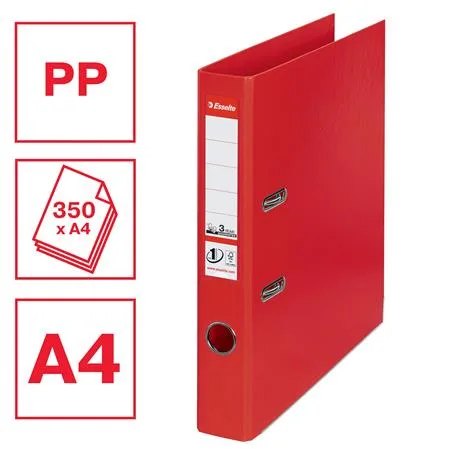 Pákový šanón, 50 mm, A4, PP/PP, s ochranným spodným kovaním, ESSELTE "Standard", červený 2
