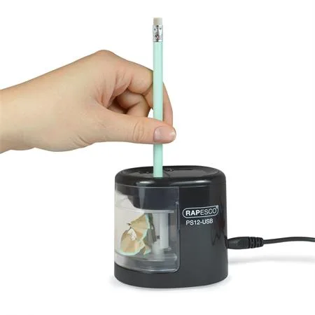 Strúhadlo, 2 otvory, stolové, elektrické, USB konektor, RAPESCO"PS12-USB", čierna 2