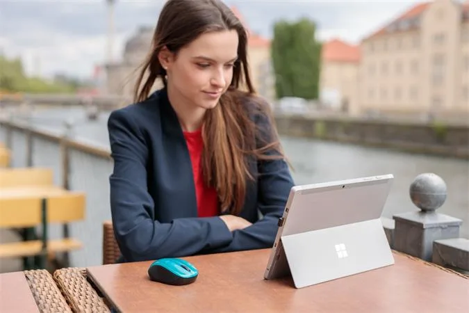 Myš, bezdrôtová, optická, stredná veľkosť, USB, VERBATIM "Go", modrá 5