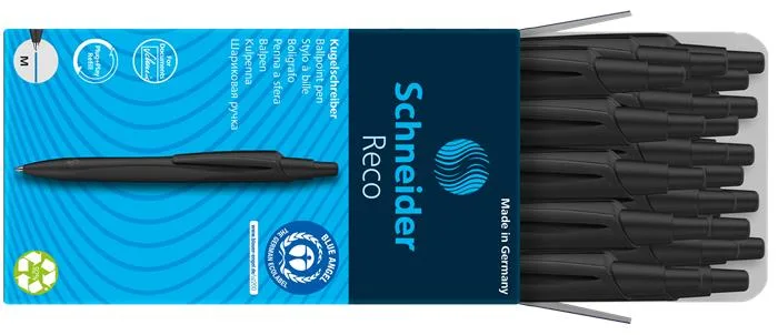 Guľôčkové pero, 0,5 mm, SCHNEIDER "Reco M", čierna, s náplňou 0,5 mm,"Eco 725 M", modrá 4