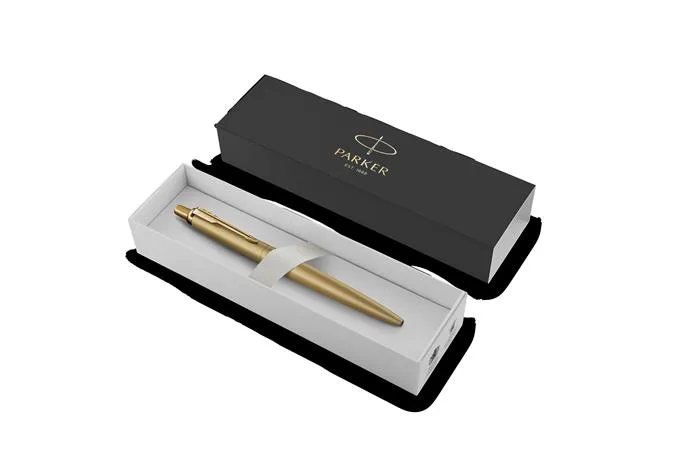 Guľôčkové pero, 0,7 mm, stláčací mechanizmus, zlatý klip, zlaté telo, PARKER, "Royal Jotter XL", modrá 2
