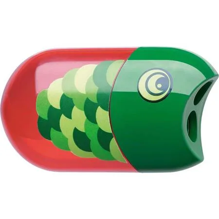 Strúhadlo a guma, 2 otvory, s nádobkou, FABER-CASTELL, motív: ryba 2