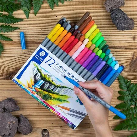 Fixky, sada, 0,8/3,0 mm, obojstranné, STAEDTLER "3200", 72 rôznych farieb 3