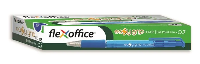 Guľôčkové pero, 0,4 mm, stláčací mechanizmus, FLEXOFFICE "EasyGrip", červené 2