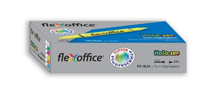 Zvýrazňovač, 1,0/4,0 mm, obojstranný, FLEXOFFICE "HL01", žltý 3