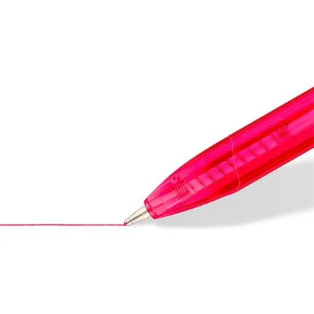 Guľôčkové pero, 1 mm, stláčací mechanizmus, STAEDTLER "Ball 423 M", červené 2