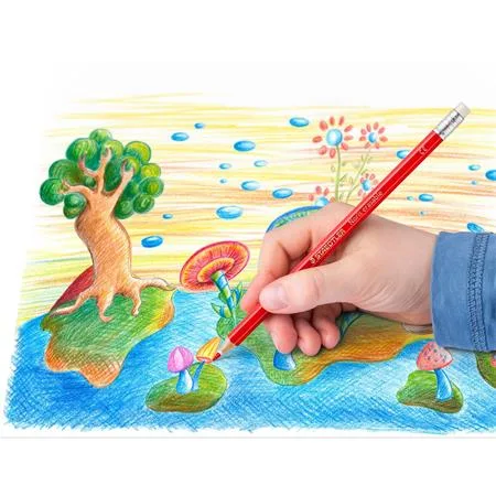 Farebné ceruzky s gumou, šesťhranný tvar, STAEDTLER "Noris Club", 12 rôznych farieb 2