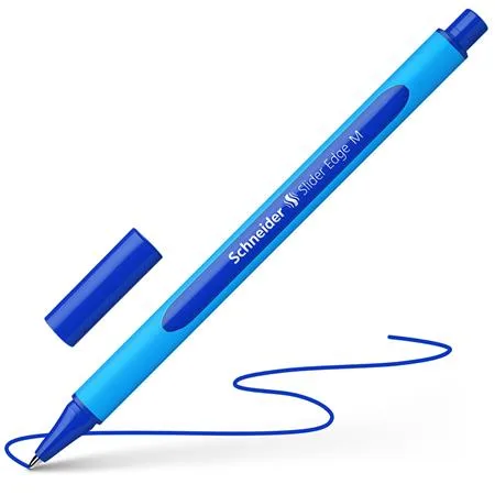 Guľôčkové pero, 0,5 mm, s vrchnákom, SCHNEIDER "Slider Edge M", modré 4