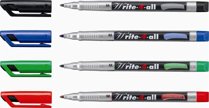 Permanentný popisovač, 1 mm, kužeľový hrot, STABILO "Write-4-all", M, modrá 2