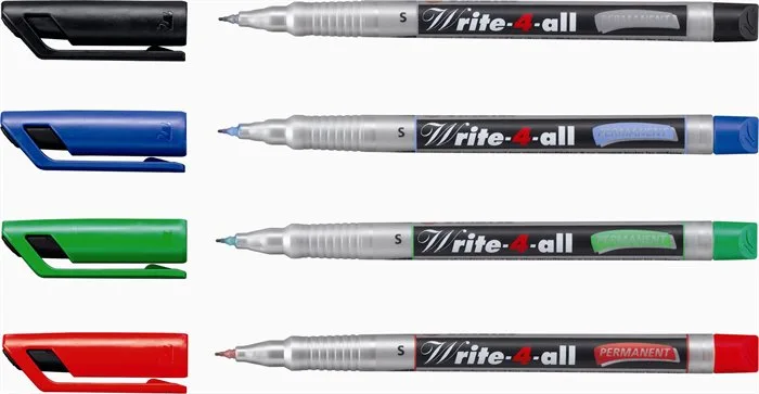 Permanentný popisovač, 0,4 mm, kužeľový hrot, STABILO "Write-4-all", modrá 2