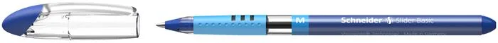 Guľôčkové pero, 0,5 mm, s vrchnákom, SCHNEIDER "Slider M", modré 2