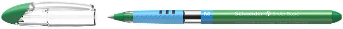 Guľôčkové pero, 0,5 mm, s vrchnákom, SCHNEIDER "Slider M", zelené 2