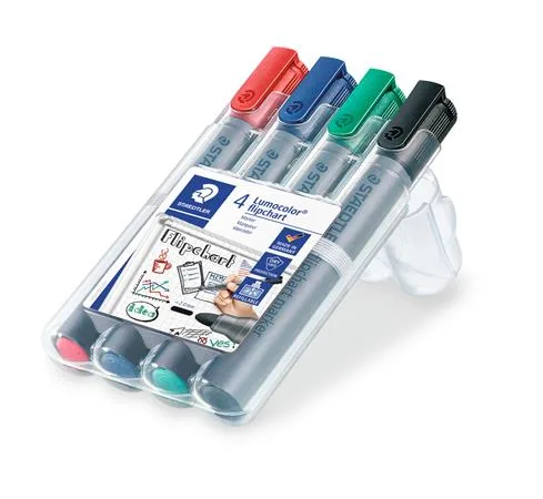 Popisovač na flipcharty, sada, 2 mm, kužeľový hrot, STAEDTLER "356", 4 rôzne farby 2