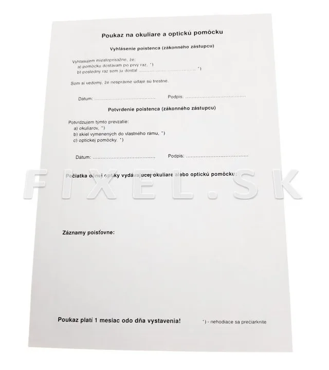 Poukaz na okuliare a optickú pomôcku A5 – blok 50 listov 2