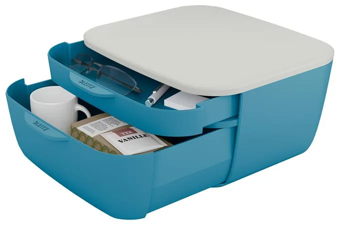 Zásuvkový box, plastový, 2 zásuvky, LEITZ "Cosy", pokojná modrá 2