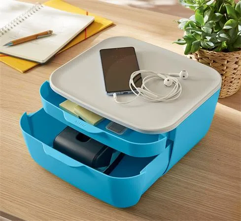 Zásuvkový box, plastový, 2 zásuvky, LEITZ "Cosy", pokojná modrá 4