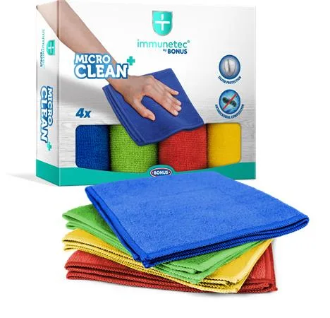 Utierka, s mikrovláknom, 4 ks, BONUS "MicroCLEAN Plus Immunetec" 6