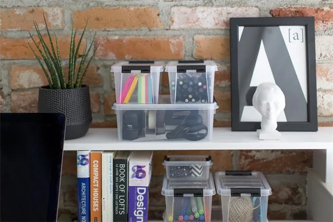 Úložný box, plastový, 0,3 l, čierne úchytky, SMARTSTORE "Classic 0,5", priehľadný 2