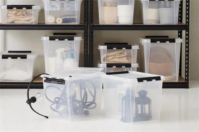 Úložný box, plastový, 32 l, čierne úchytky, SMARTSTORE "Classic 31",  priehľadný 2