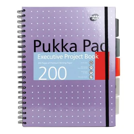 Špirálový zošit, A4+, linajkový, 100 listov, PUKKA PAD "Metallic Project Book", mix farieb 3