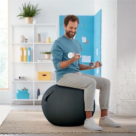Gymnastická lopta na sedenie, LEITZ "Ergo Cosy", zamatová sivá 5