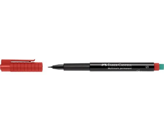 Permanentný popisovač, OHP, 0,4 mm, FABER-CASTELL "Multimark 1523", červený 2